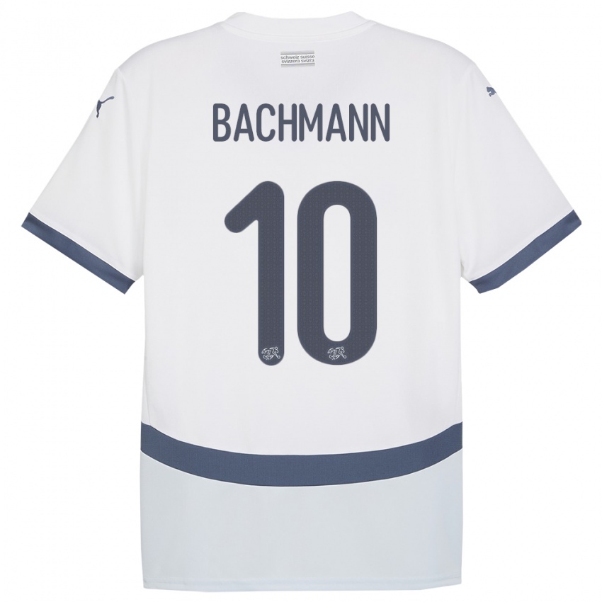 Hombre Camiseta Suiza Ramona Bachmann #10 Blanco 2ª Equipación 24-26 La Camisa Chile