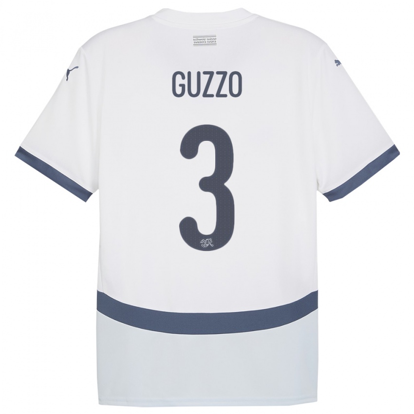 Hombre Camiseta Suiza Ramon Guzzo #3 Blanco 2ª Equipación 24-26 La Camisa Chile