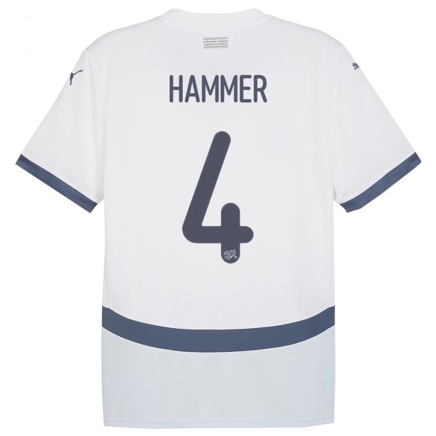 Hombre Camiseta Suiza Pascal Hammer #4 Blanco 2ª Equipación 24-26 La Camisa Chile