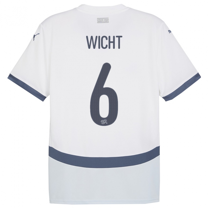 Hombre Camiseta Suiza Nathan Wicht #6 Blanco 2ª Equipación 24-26 La Camisa Chile