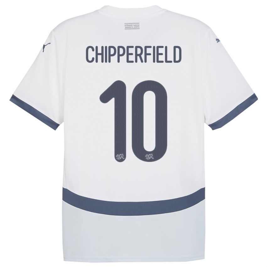Hombre Camiseta Suiza Liam Chipperfield #10 Blanco 2ª Equipación 24-26 La Camisa Chile