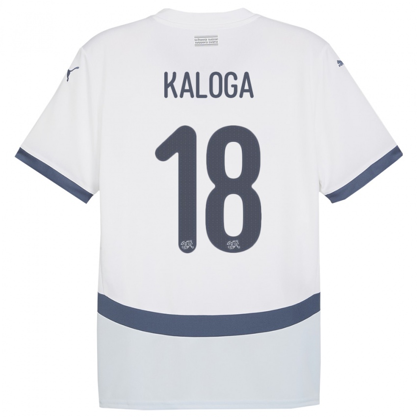 Hombre Camiseta Suiza Issa Kaloga #18 Blanco 2ª Equipación 24-26 La Camisa Chile