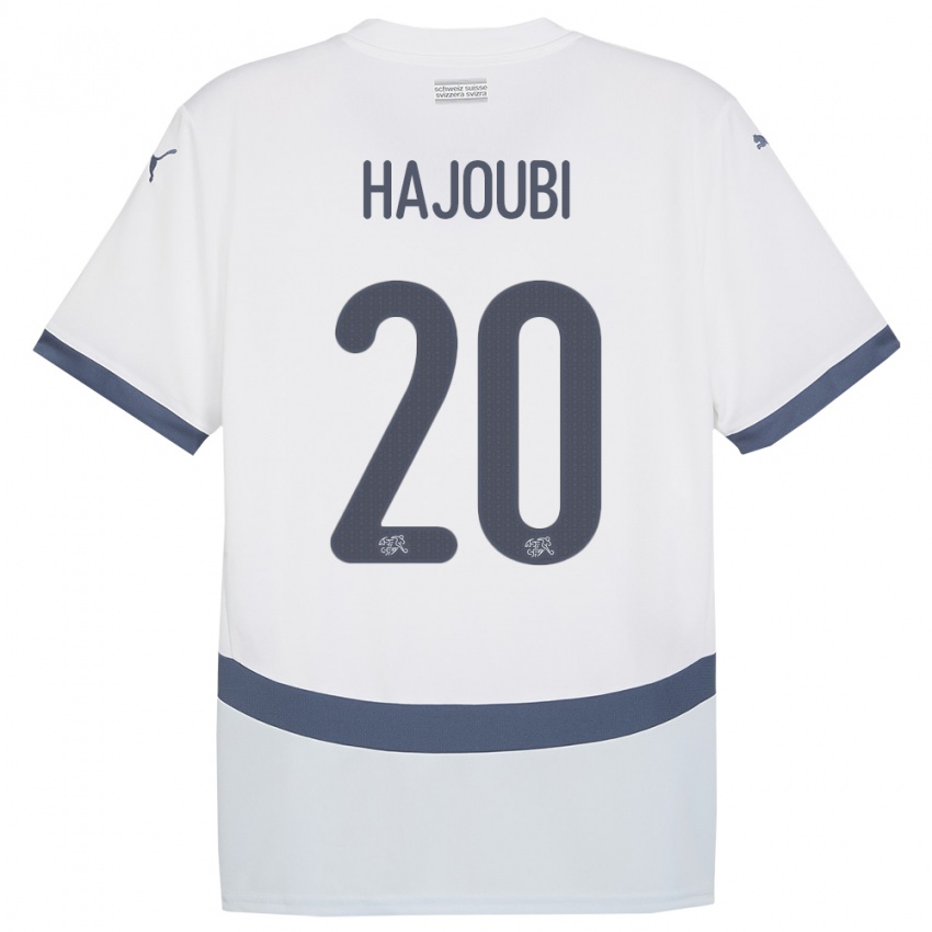 Hombre Camiseta Suiza Amin Hajoubi #20 Blanco 2ª Equipación 24-26 La Camisa Chile