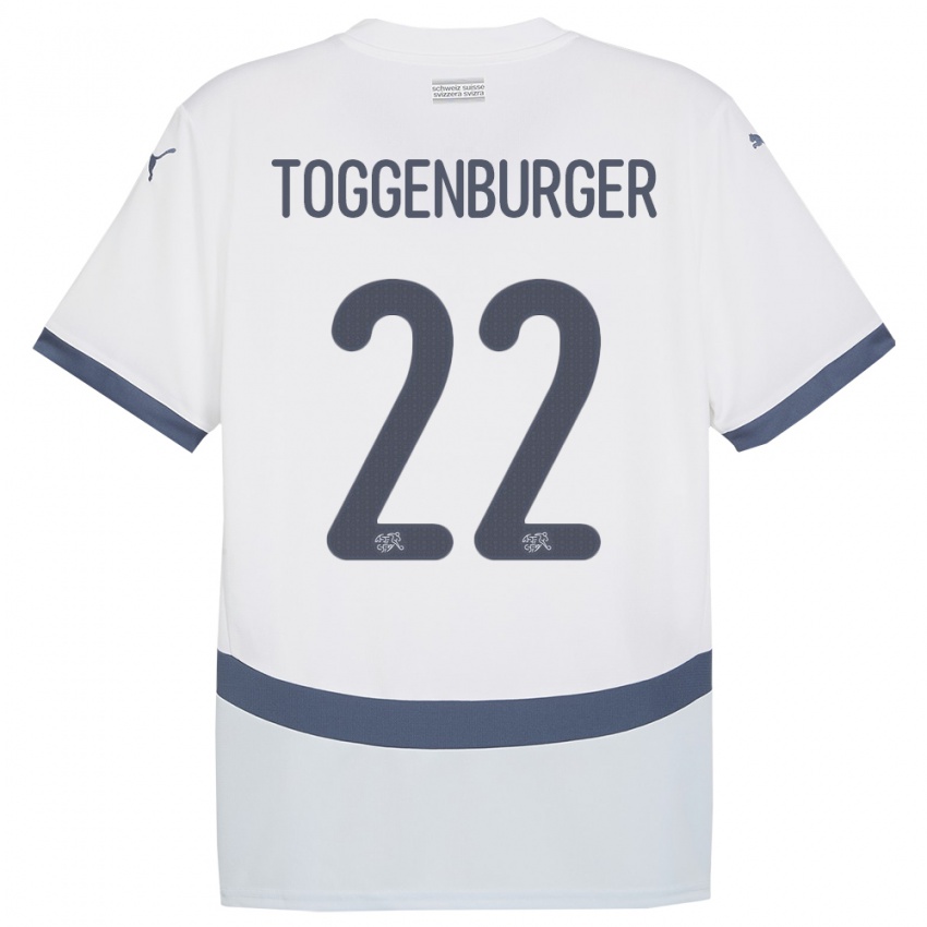 Hombre Camiseta Suiza Nando Toggenburger #22 Blanco 2ª Equipación 24-26 La Camisa Chile