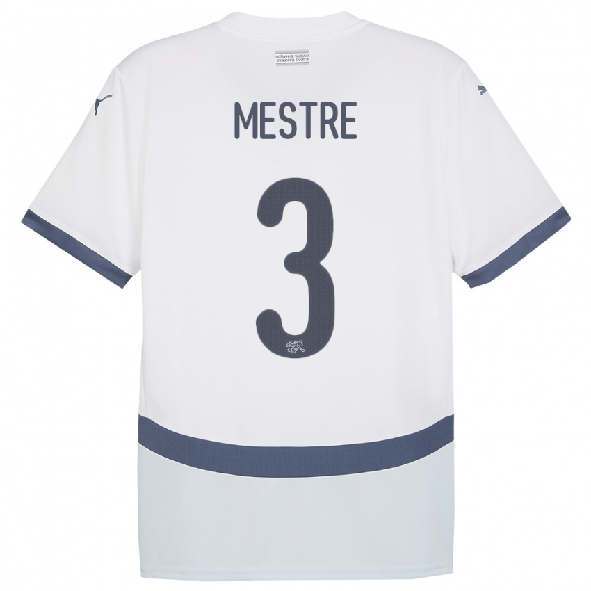 Hombre Camiseta Suiza Luis Mestre #3 Blanco 2ª Equipación 24-26 La Camisa Chile