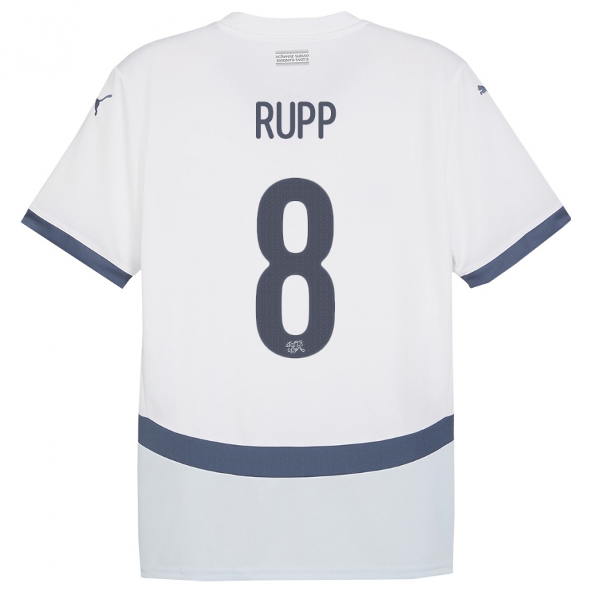 Hombre Camiseta Suiza Noah Rupp #8 Blanco 2ª Equipación 24-26 La Camisa Chile