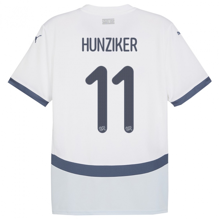 Hombre Camiseta Suiza Andrin Hunziker #11 Blanco 2ª Equipación 24-26 La Camisa Chile