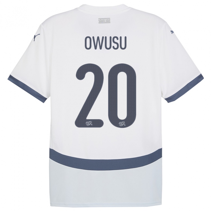 Hombre Camiseta Suiza Tyron Owusu #20 Blanco 2ª Equipación 24-26 La Camisa Chile