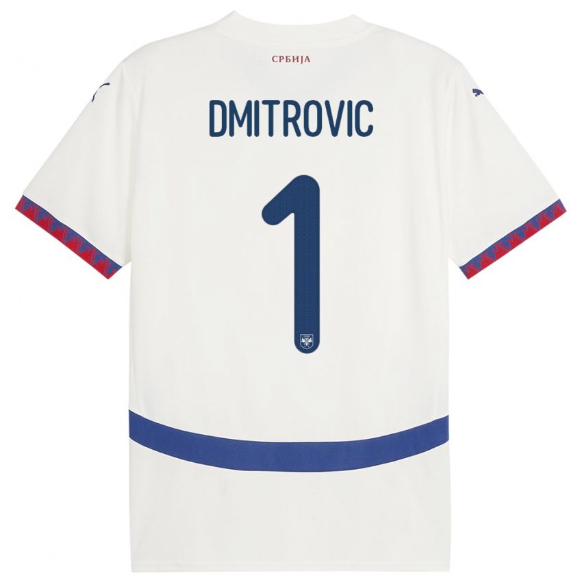 Hombre Camiseta Serbia Marko Dmitrovic #1 Blanco 2ª Equipación 24-26 La Camisa Chile