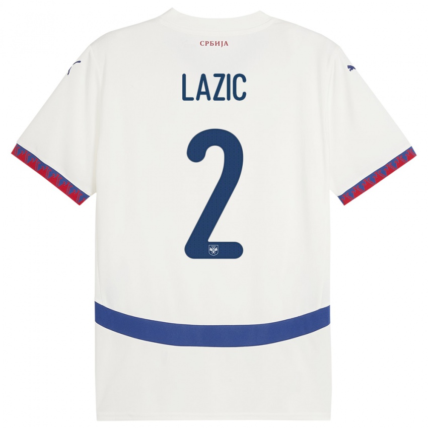 Hombre Camiseta Serbia Uros Lazic #2 Blanco 2ª Equipación 24-26 La Camisa Chile