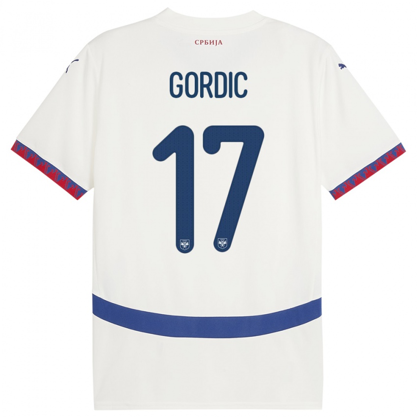 Hombre Camiseta Serbia Djordje Gordic #17 Blanco 2ª Equipación 24-26 La Camisa Chile