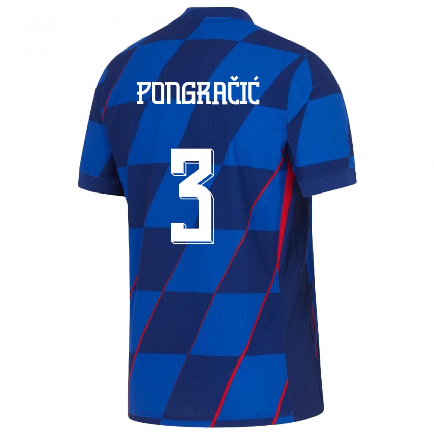 Hombre Camiseta Croacia Marin Pongracic #3 Azul 2ª Equipación 24-26 La Camisa Chile