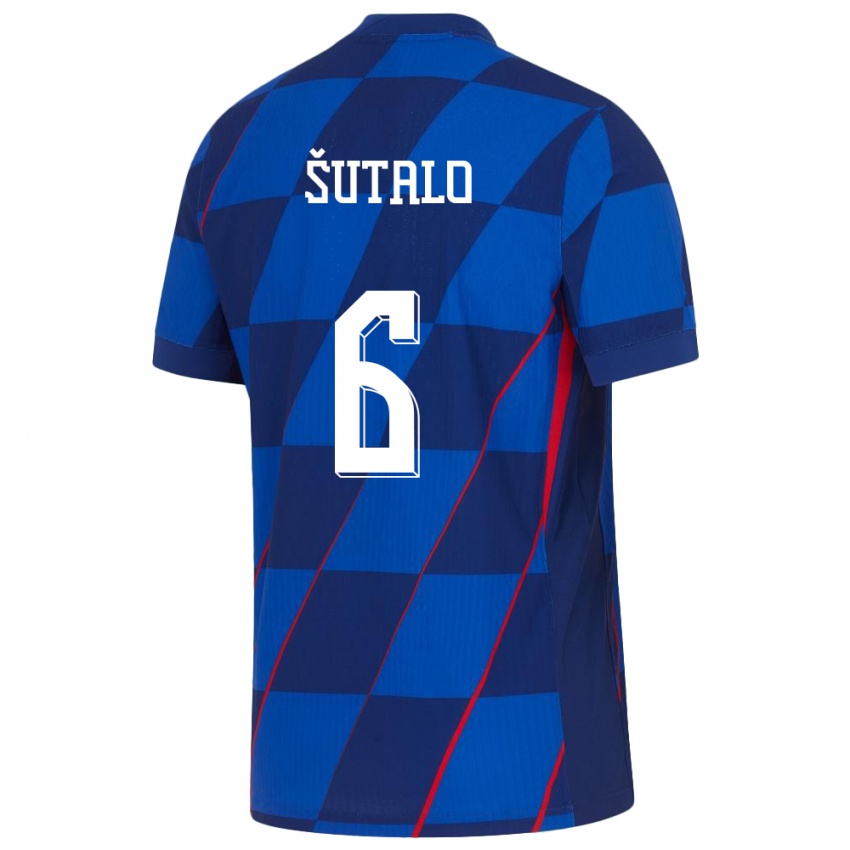 Hombre Camiseta Croacia Josip Sutalo #6 Azul 2ª Equipación 24-26 La Camisa Chile
