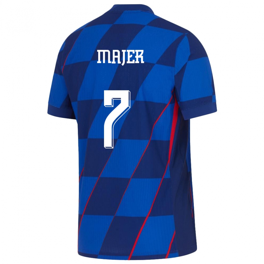 Hombre Camiseta Croacia Lovro Majer #7 Azul 2ª Equipación 24-26 La Camisa Chile