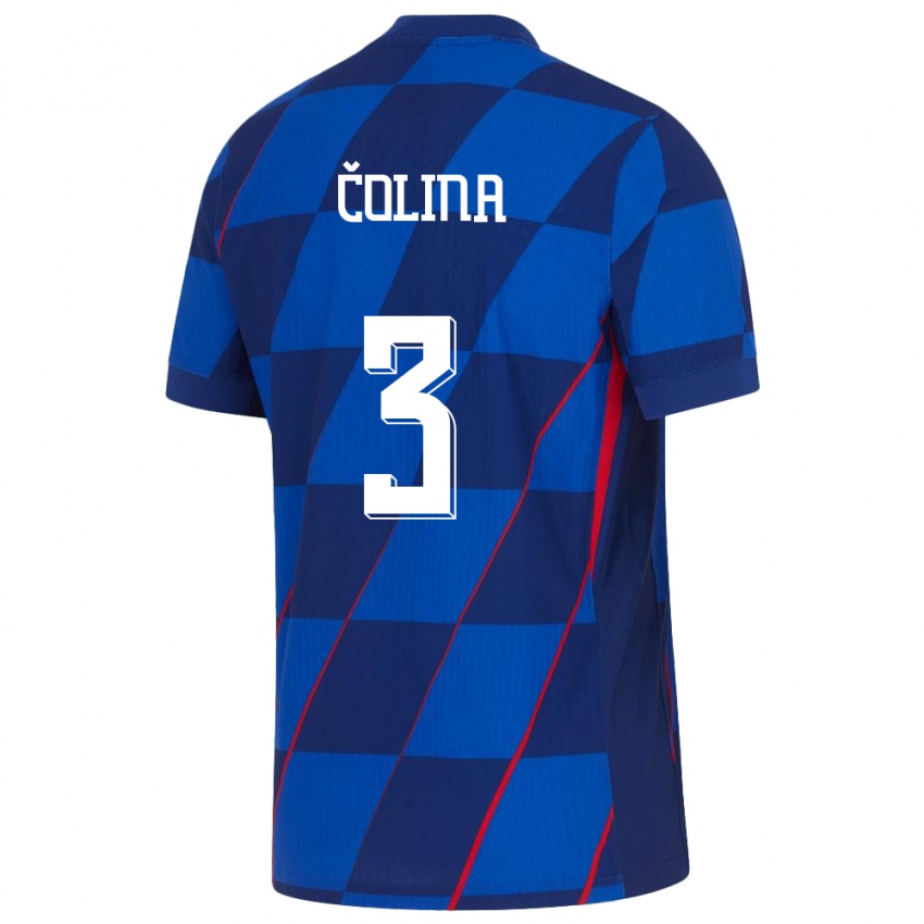 Hombre Camiseta Croacia David Colina #3 Azul 2ª Equipación 24-26 La Camisa Chile