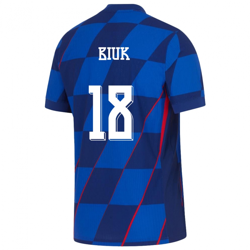 Hombre Camiseta Croacia Stipe Biuk #18 Azul 2ª Equipación 24-26 La Camisa Chile