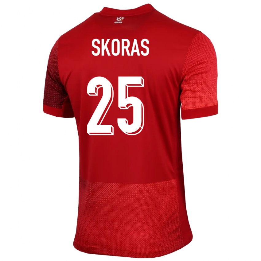 Hombre Camiseta Polonia Michal Skoras #25 Rojo 2ª Equipación 24-26 La Camisa Chile