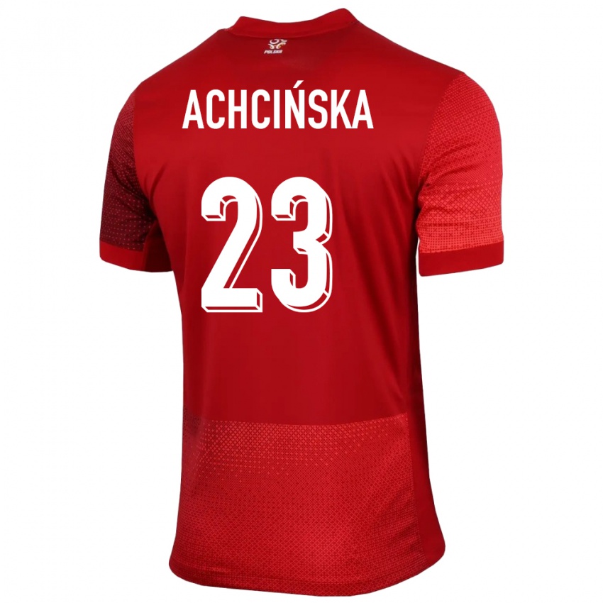 Hombre Camiseta Polonia Adriana Achcinska #23 Rojo 2ª Equipación 24-26 La Camisa Chile