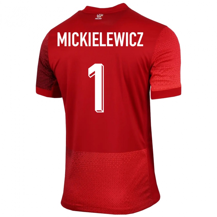 Hombre Camiseta Polonia Aleksander Mickielewicz #1 Rojo 2ª Equipación 24-26 La Camisa Chile