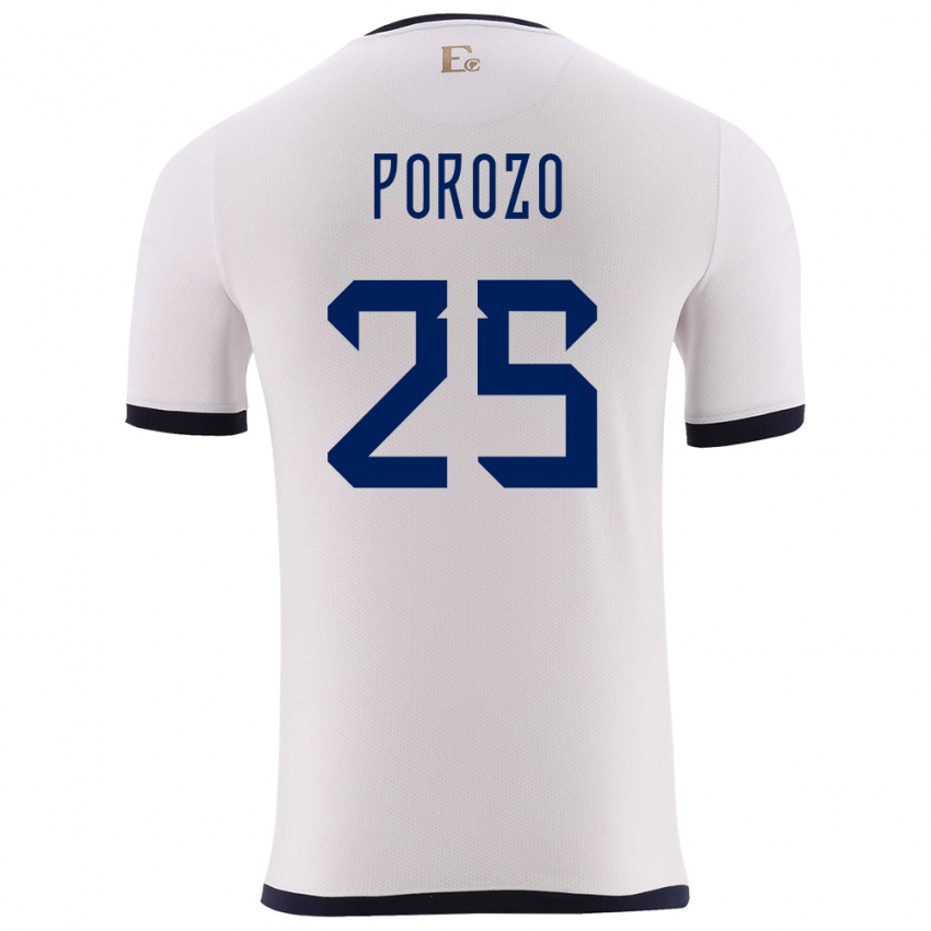 Hombre Camiseta Ecuador Jackson Porozo #255 Blanco 2ª Equipación 24-26 La Camisa Chile