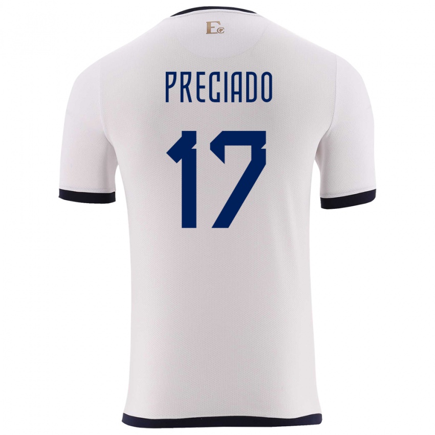 Hombre Camiseta Ecuador Angelo Preciado #17 Blanco 2ª Equipación 24-26 La Camisa Chile