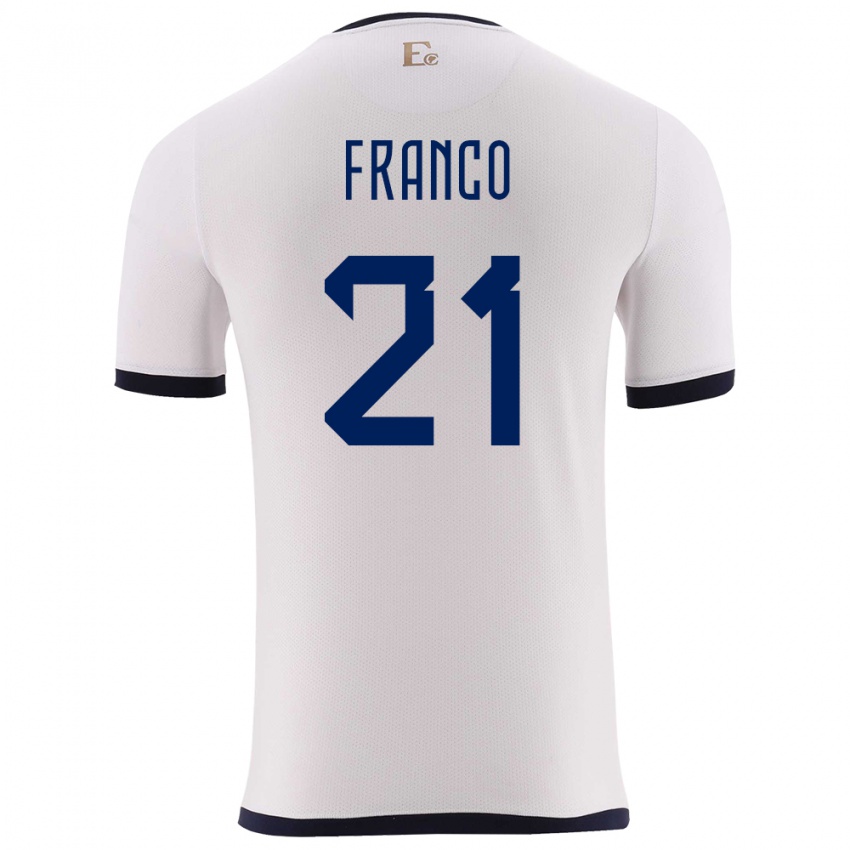 Hombre Camiseta Ecuador Alan Franco #21 Blanco 2ª Equipación 24-26 La Camisa Chile