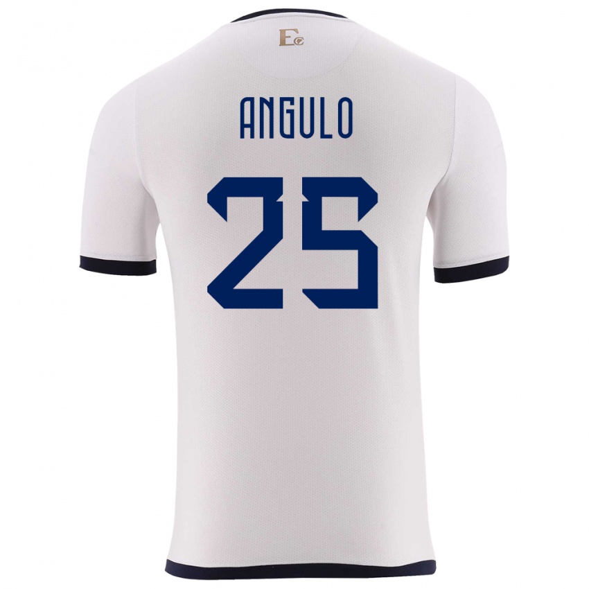 Hombre Camiseta Ecuador Nilson Angulo #25 Blanco 2ª Equipación 24-26 La Camisa Chile