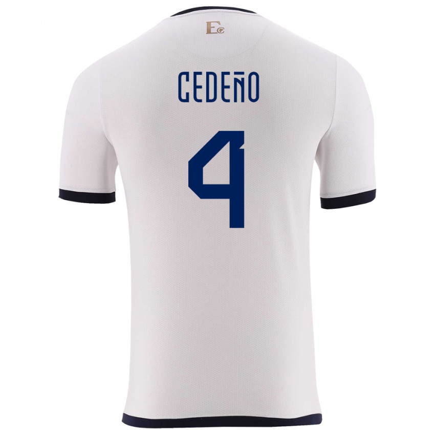 Hombre Camiseta Ecuador Stefany Cedeno #4 Blanco 2ª Equipación 24-26 La Camisa Chile