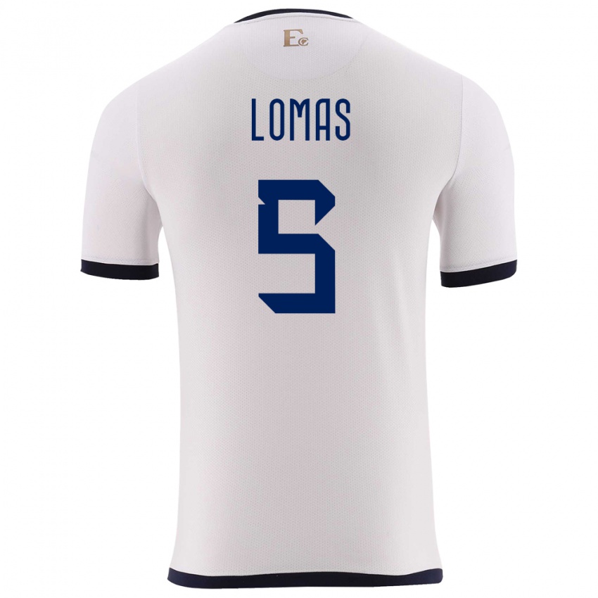 Hombre Camiseta Ecuador Ariana Lomas #5 Blanco 2ª Equipación 24-26 La Camisa Chile