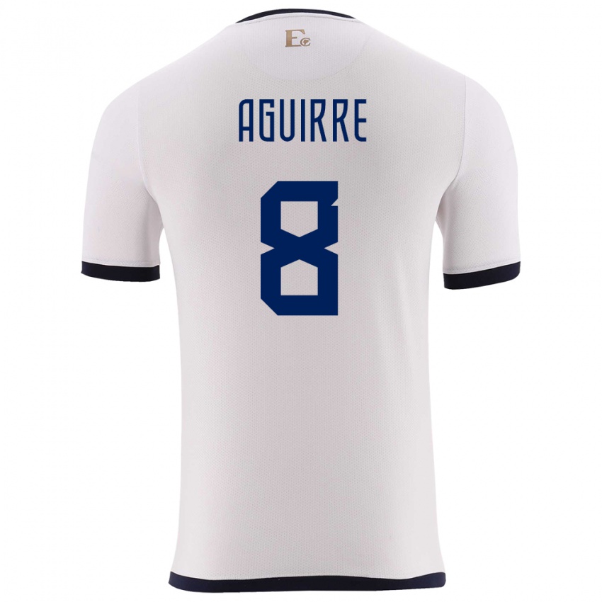 Hombre Camiseta Ecuador Marthina Aguirre #8 Blanco 2ª Equipación 24-26 La Camisa Chile