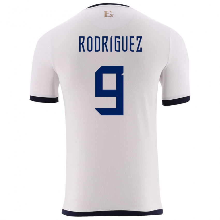 Hombre Camiseta Ecuador Ingrid Rodriguez #9 Blanco 2ª Equipación 24-26 La Camisa Chile