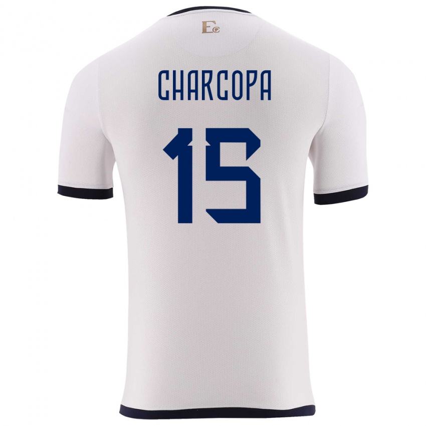 Hombre Camiseta Ecuador Nicole Charcopa #15 Blanco 2ª Equipación 24-26 La Camisa Chile