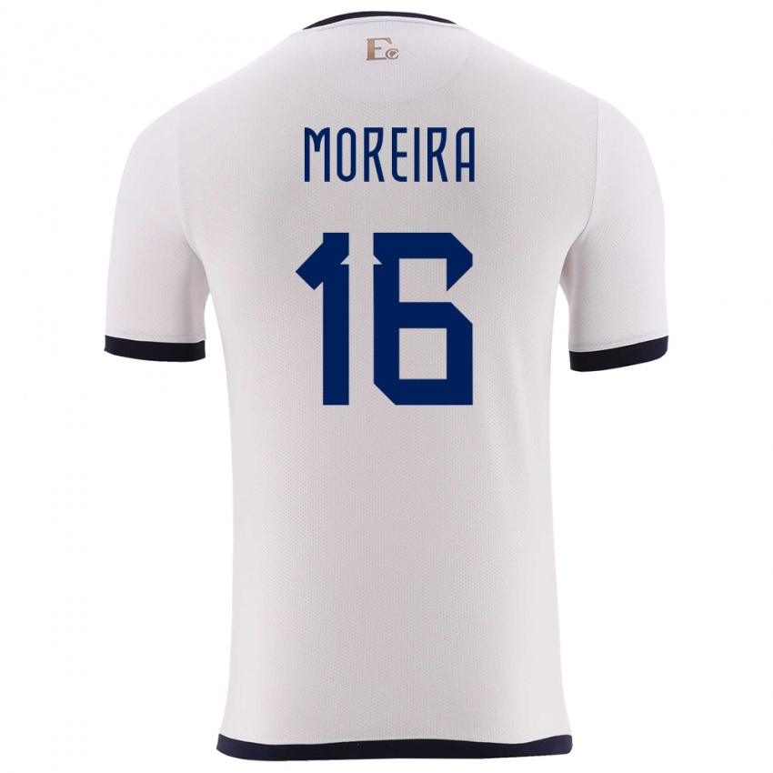 Hombre Camiseta Ecuador Ligia Moreira #16 Blanco 2ª Equipación 24-26 La Camisa Chile