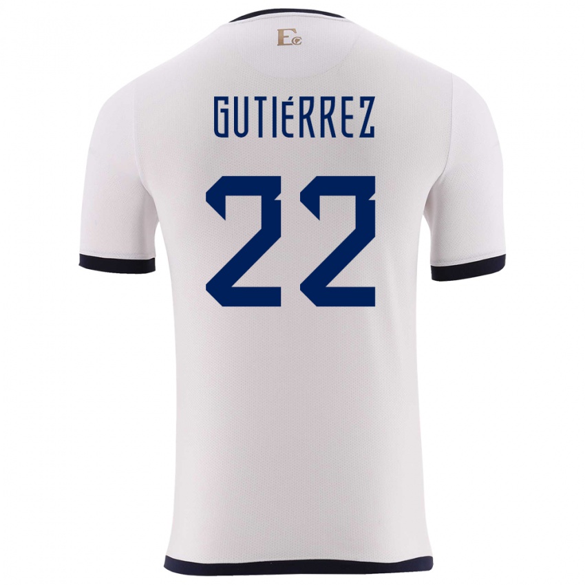 Hombre Camiseta Ecuador Melanie Gutierrez #22 Blanco 2ª Equipación 24-26 La Camisa Chile