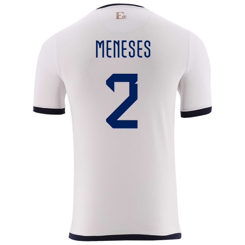 Hombre Camiseta Ecuador Randy Meneses #2 Blanco 2ª Equipación 24-26 La Camisa Chile