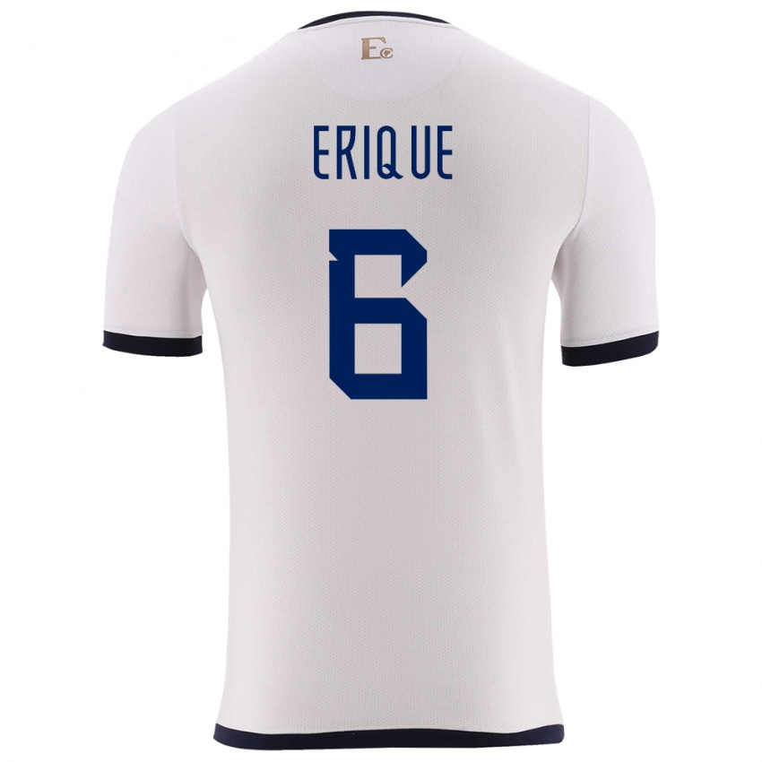 Hombre Camiseta Ecuador Yeltzin Erique #6 Blanco 2ª Equipación 24-26 La Camisa Chile