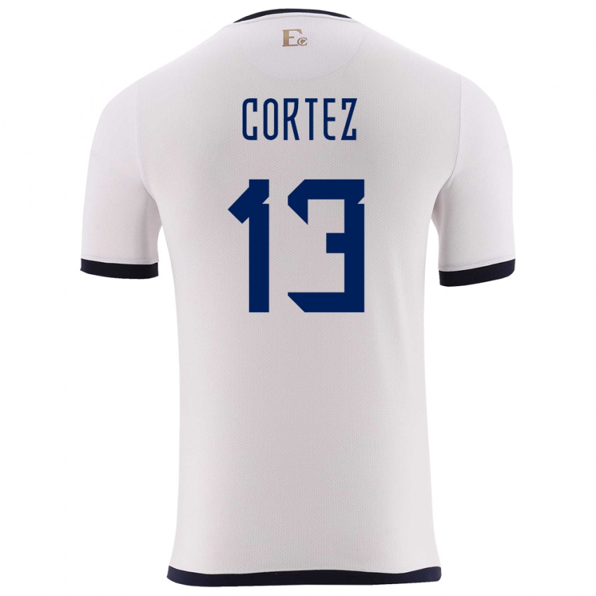 Hombre Camiseta Ecuador Steven Cortez #13 Blanco 2ª Equipación 24-26 La Camisa Chile