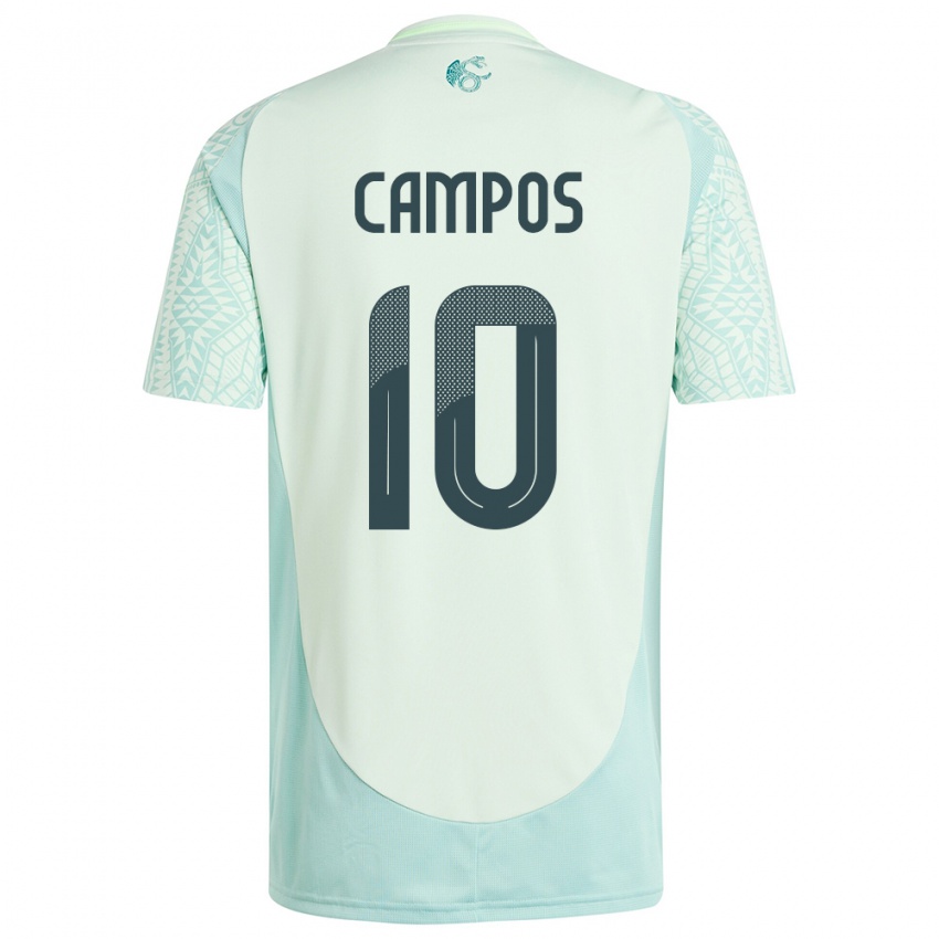 Hombre Camiseta México Karel Campos #10 Lino Verde 2ª Equipación 24-26 La Camisa Chile