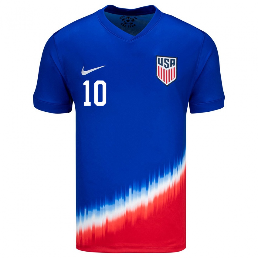 Hombre Camiseta Estados Unidos Christian Pulisic #10 Azul 2ª Equipación 24-26 La Camisa Chile