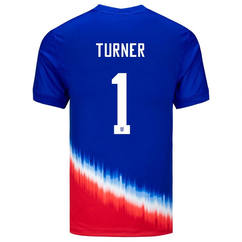 Hombre Camiseta Estados Unidos Matt Turner #1 Azul 2ª Equipación 24-26 La Camisa Chile