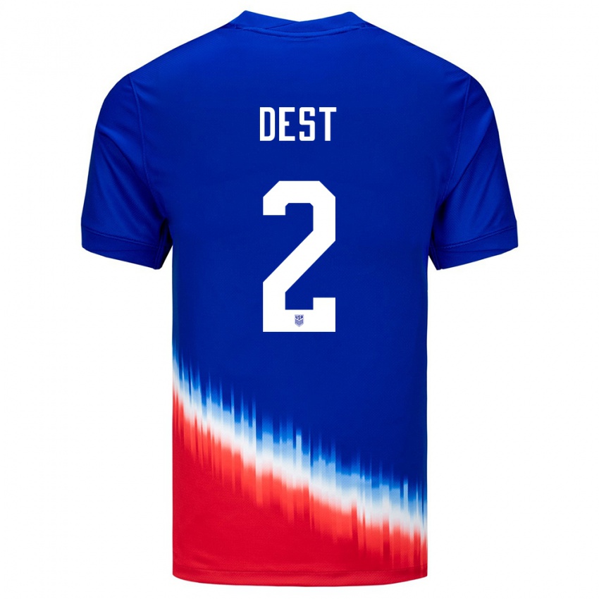 Hombre Camiseta Estados Unidos Sergino Dest #2 Azul 2ª Equipación 24-26 La Camisa Chile