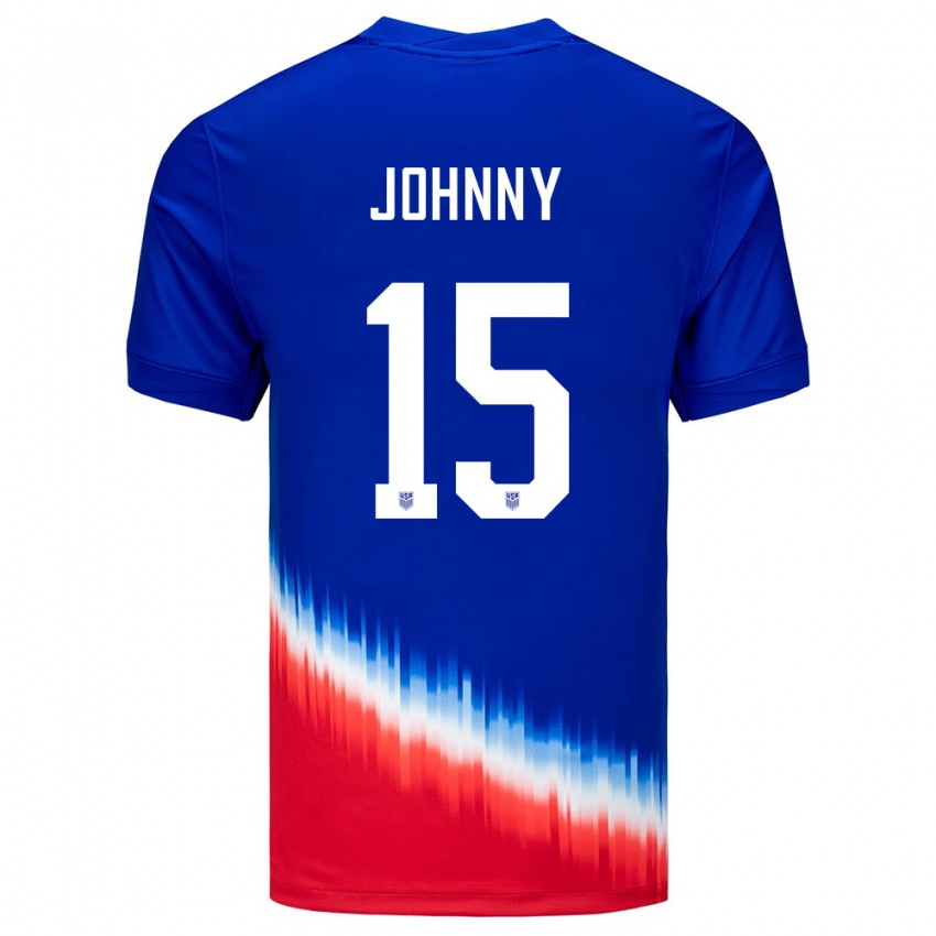 Hombre Camiseta Estados Unidos Johnny #15 Azul 2ª Equipación 24-26 La Camisa Chile