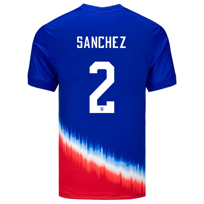 Hombre Camiseta Estados Unidos Ashley Sanchez #2 Azul 2ª Equipación 24-26 La Camisa Chile