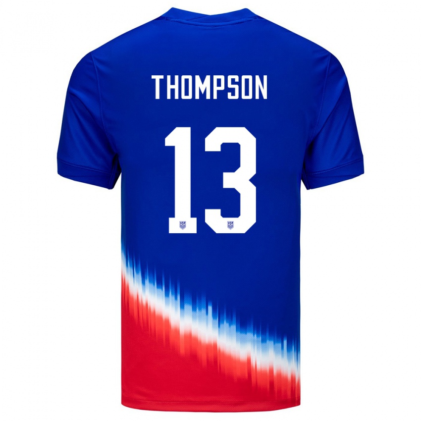 Hombre Camiseta Estados Unidos Alyssa Thompson #13 Azul 2ª Equipación 24-26 La Camisa Chile