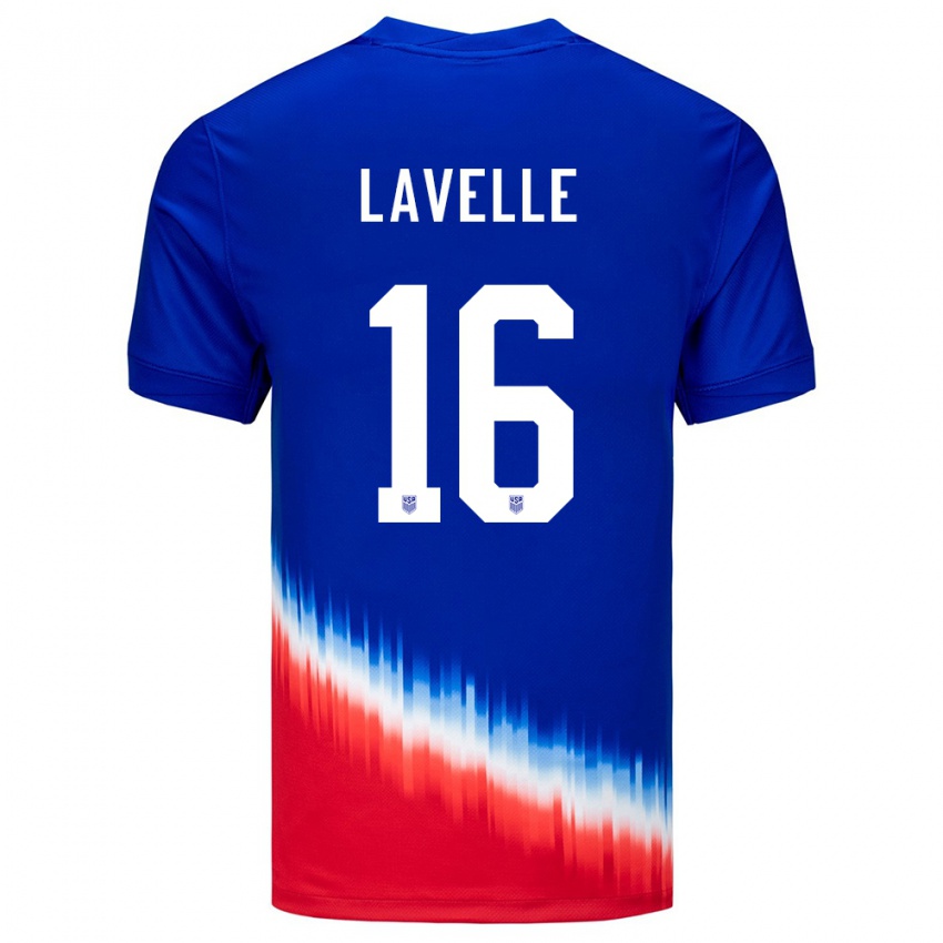 Hombre Camiseta Estados Unidos Rose Lavelle #16 Azul 2ª Equipación 24-26 La Camisa Chile