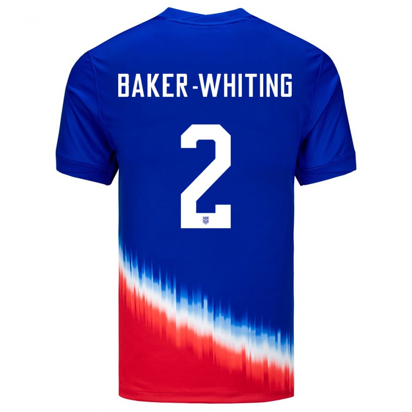 Hombre Camiseta Estados Unidos Reed Baker Whiting #2 Azul 2ª Equipación 24-26 La Camisa Chile