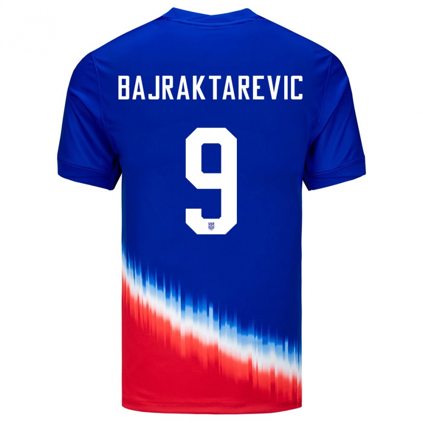 Hombre Camiseta Estados Unidos Esmir Bajraktarevic #9 Azul 2ª Equipación 24-26 La Camisa Chile