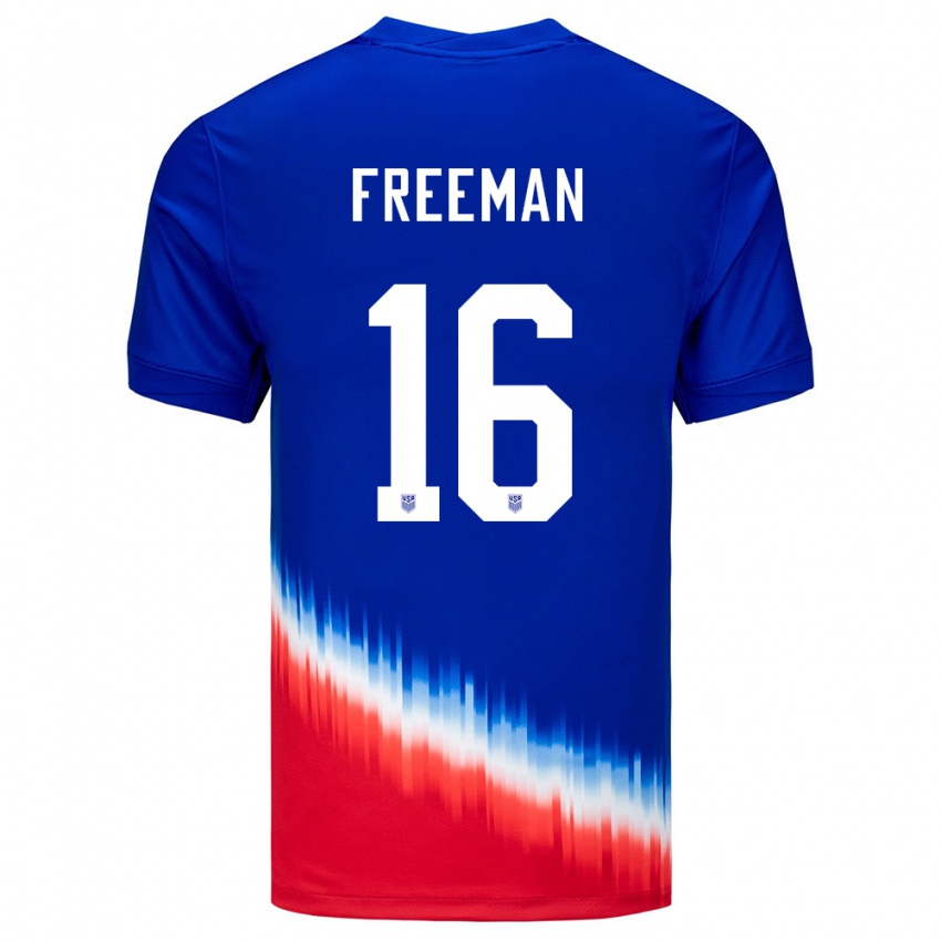 Hombre Camiseta Estados Unidos Alex Freeman #16 Azul 2ª Equipación 24-26 La Camisa Chile