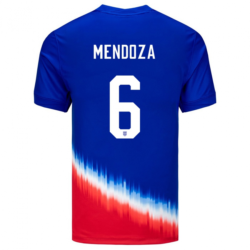 Hombre Camiseta Estados Unidos Edwyn Mendoza #6 Azul 2ª Equipación 24-26 La Camisa Chile