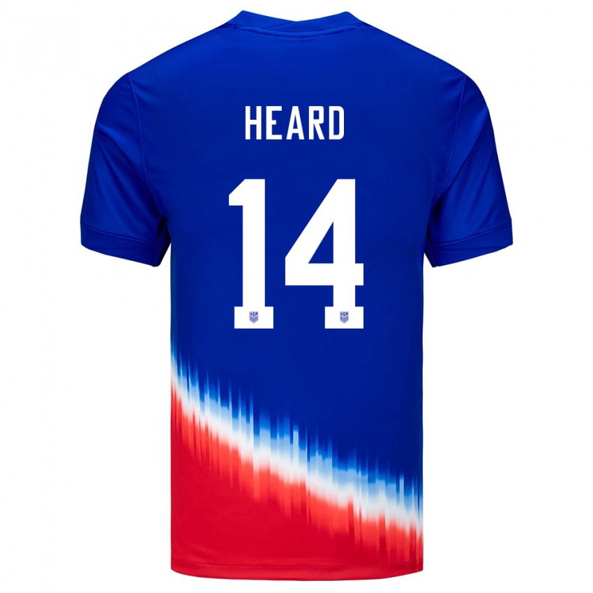 Hombre Camiseta Estados Unidos Aaron Heard #14 Azul 2ª Equipación 24-26 La Camisa Chile